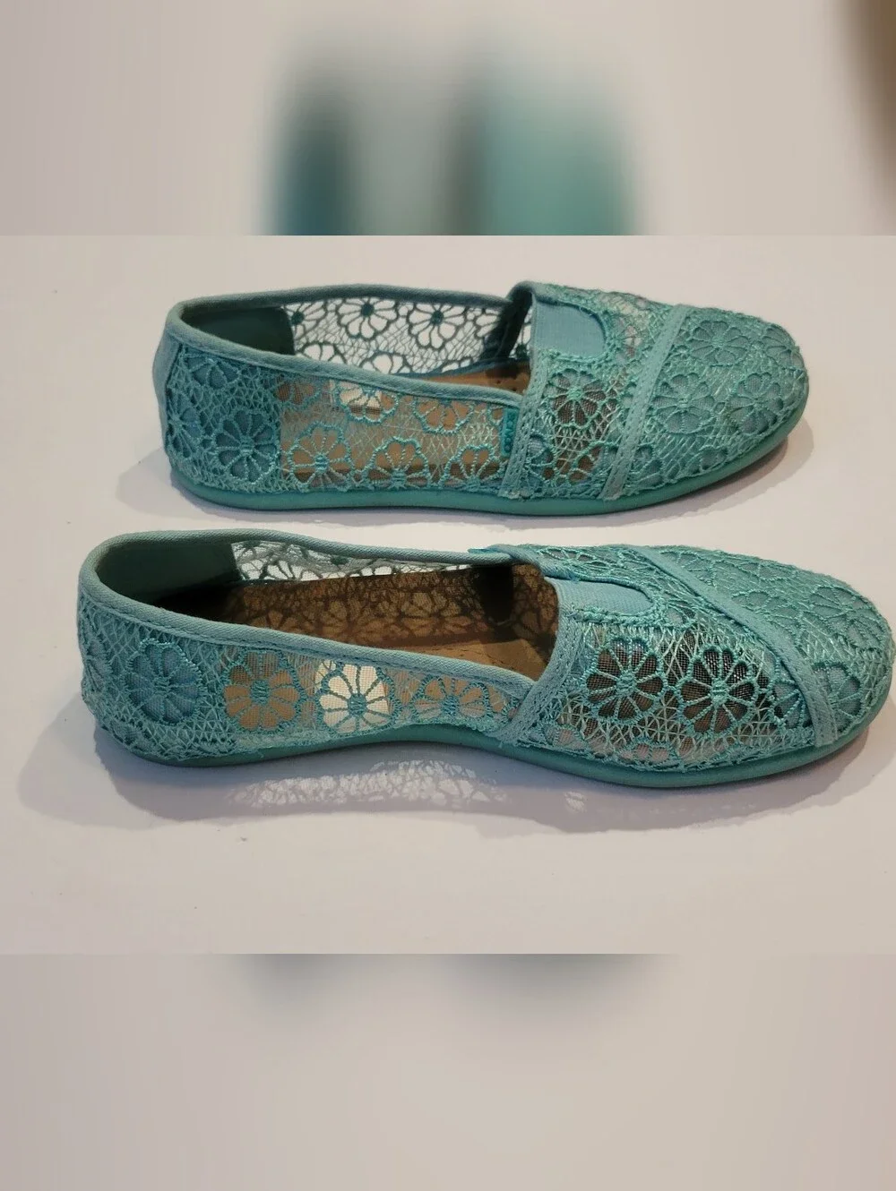 BONGO Women's Aqua Lace Slip-On Flats. Worn Once For Easter.